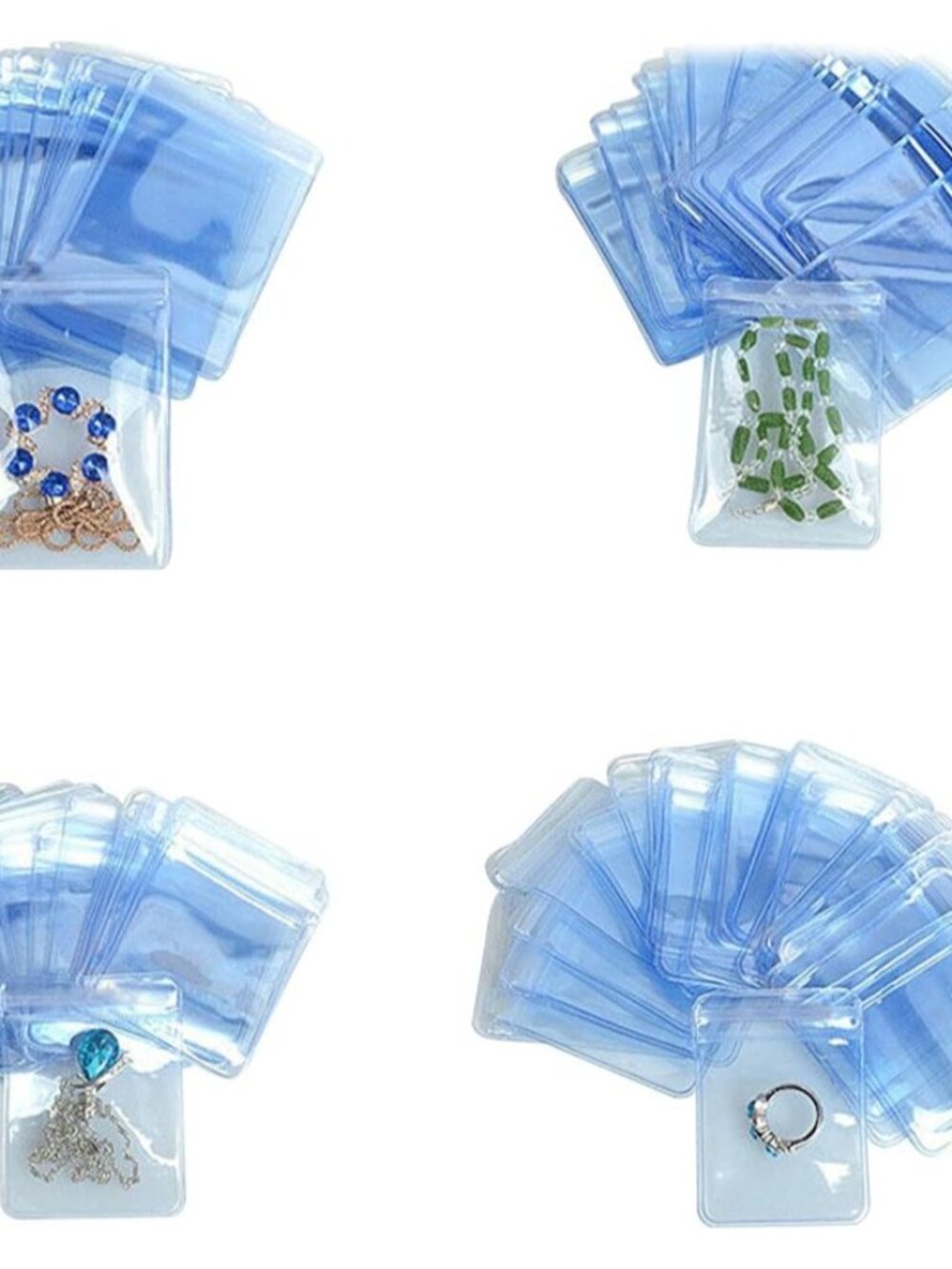 100 Pcs Resealable Plastic Clear PVC Antitarnish Jewelry Pouches